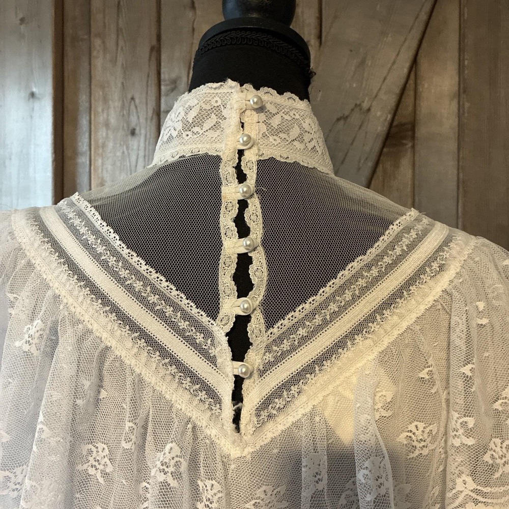VTG Gunne Sax Romantic Renaissance Bridal Collection Lace Dress Gown Sz 13 - Picture 4 of 17